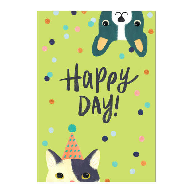 Happy Day Cat & Dog Pet Birthday Card