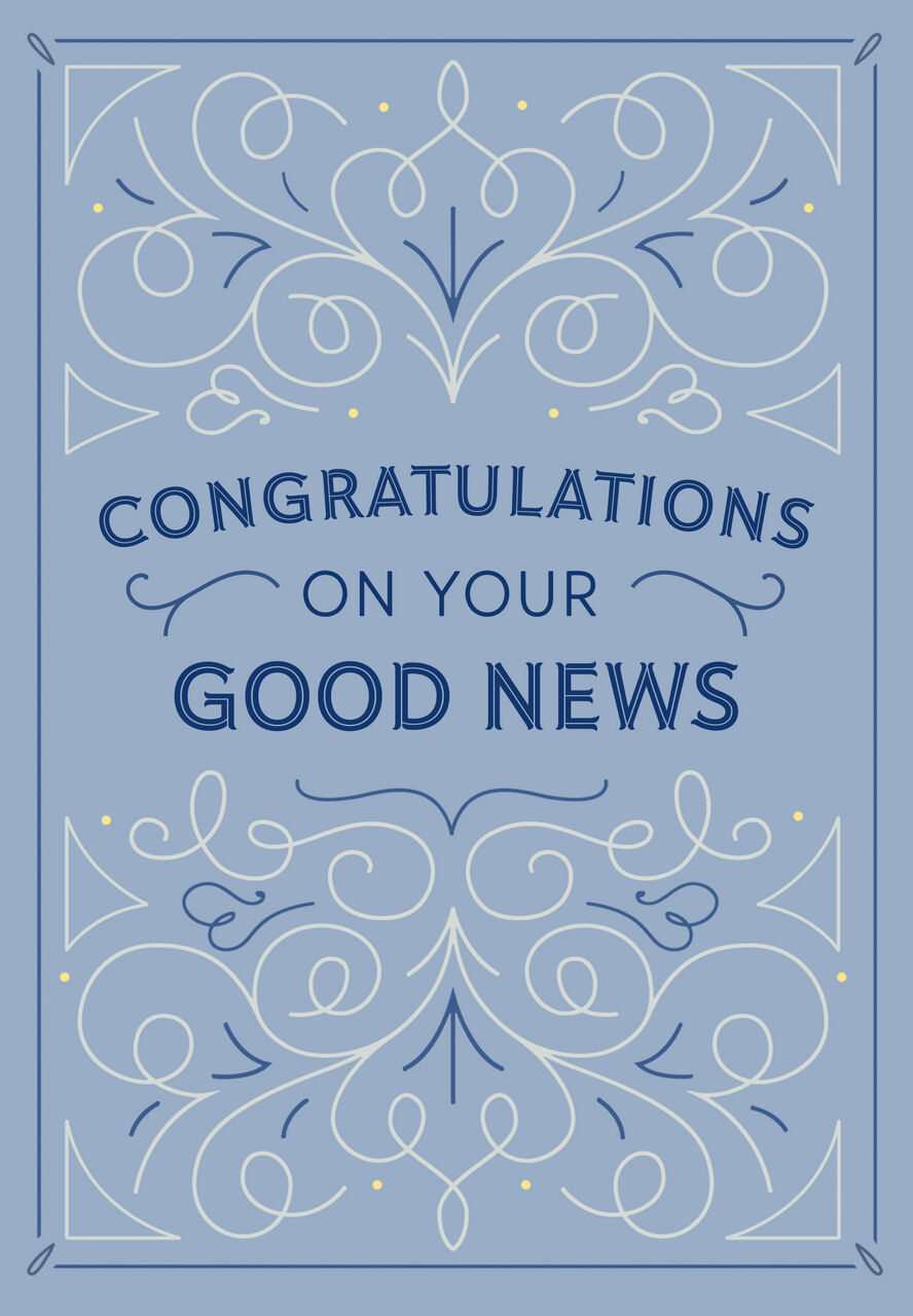 Blue Decorative Scrolls Congratulations Card