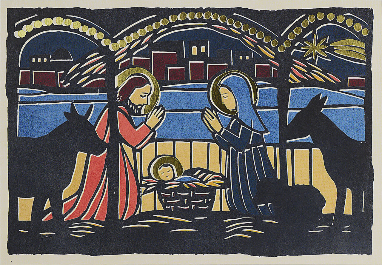 Peaceful Manger Religious Christmas Card