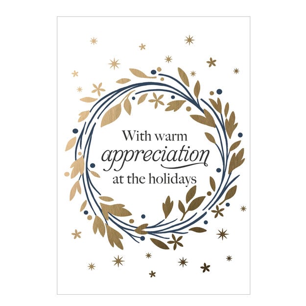 Gold Wreath Holiday Appreciation Card