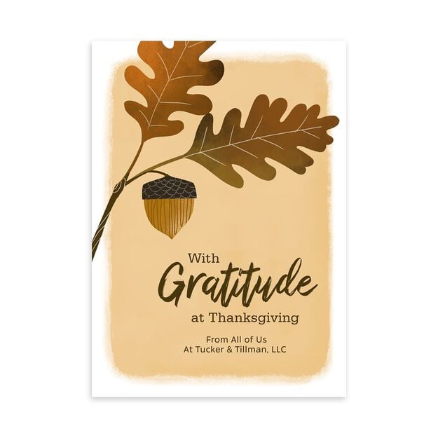 Acorn & Gratitude Customizable Thanksgiving Card