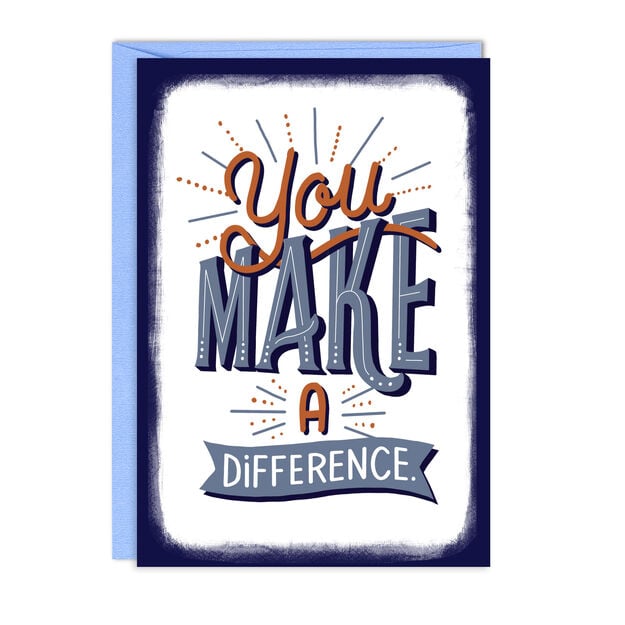 Blue, White & Orange Make A Difference Volunteer Thank You Card