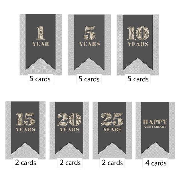 Milestone Years Assorted Work Anniversary Cards 25 Pack