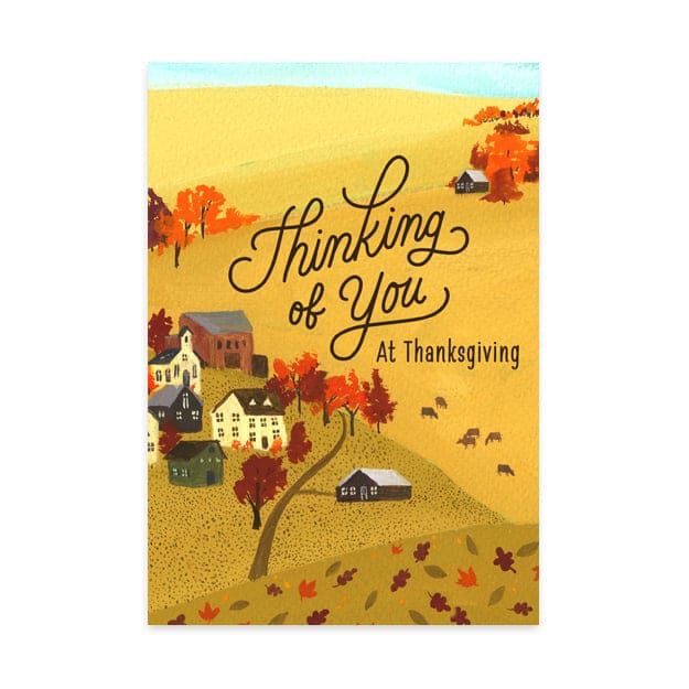 Country Village Happy Thanksgiving Cards