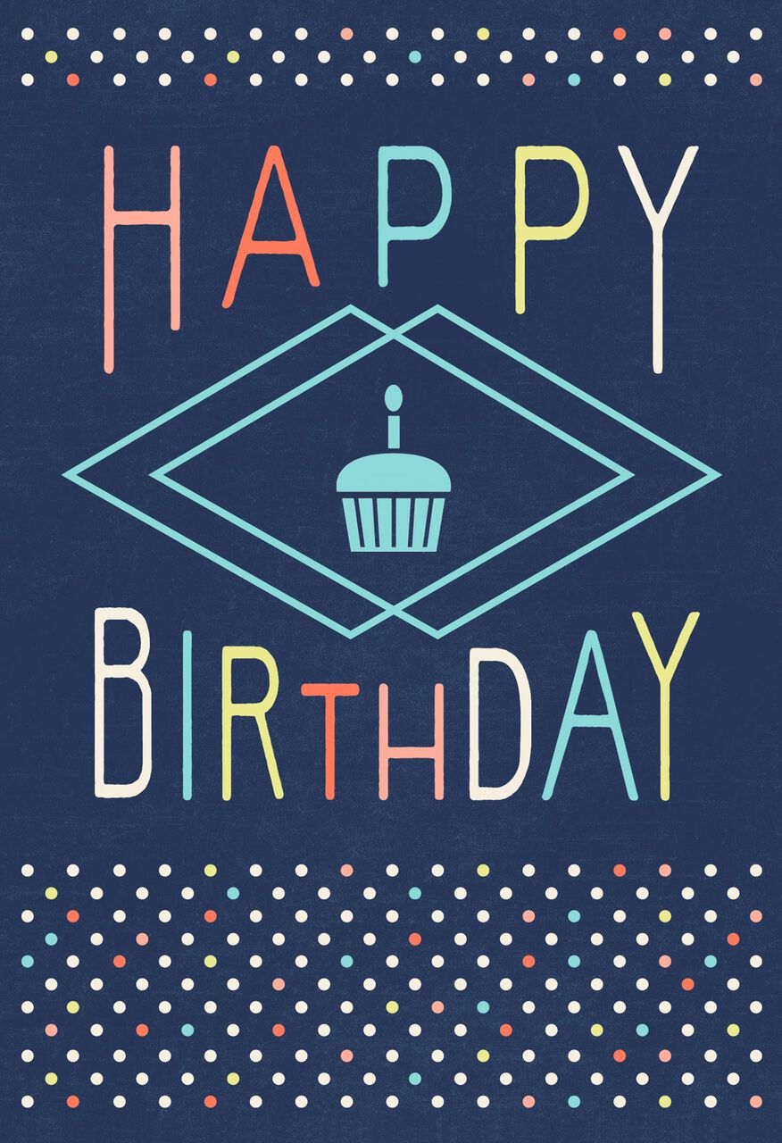 Cupcake on Blue Birthday Card