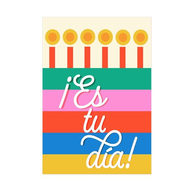 It's Your Day Cake Spanish Happy Birthday Card