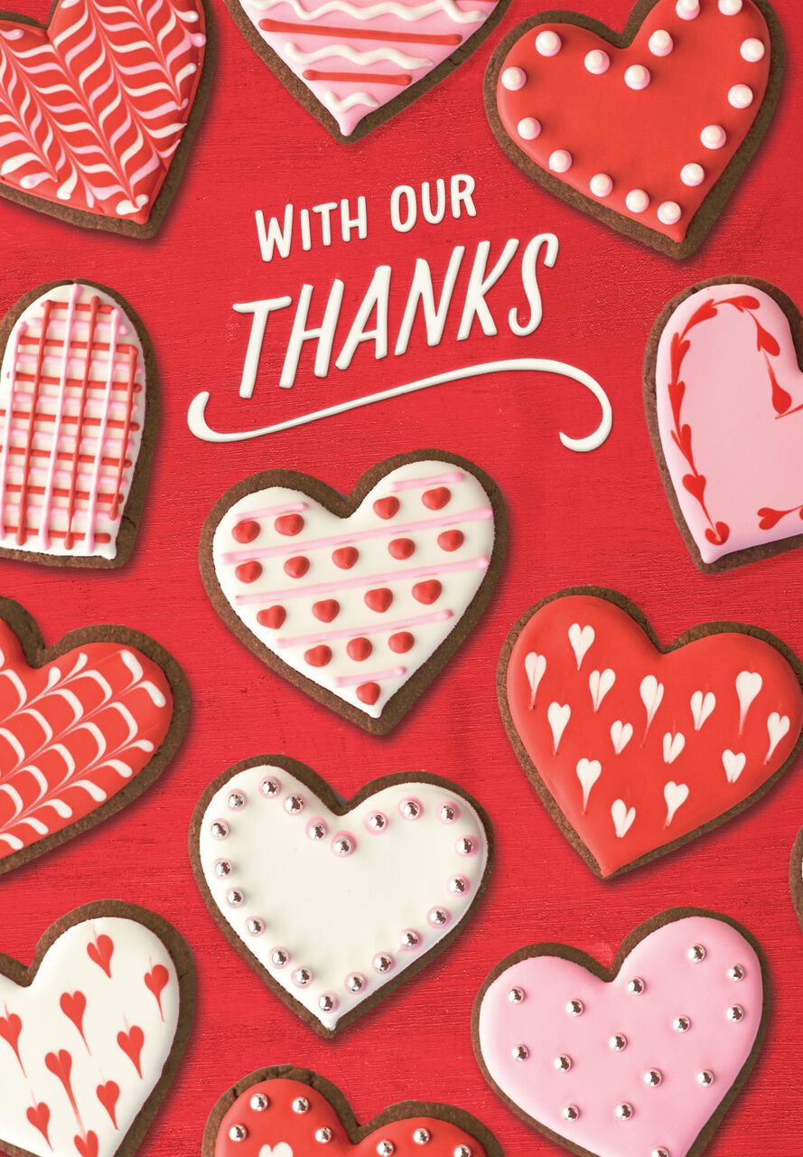 Heart Cookies & Thanks Valentine’s Day Card