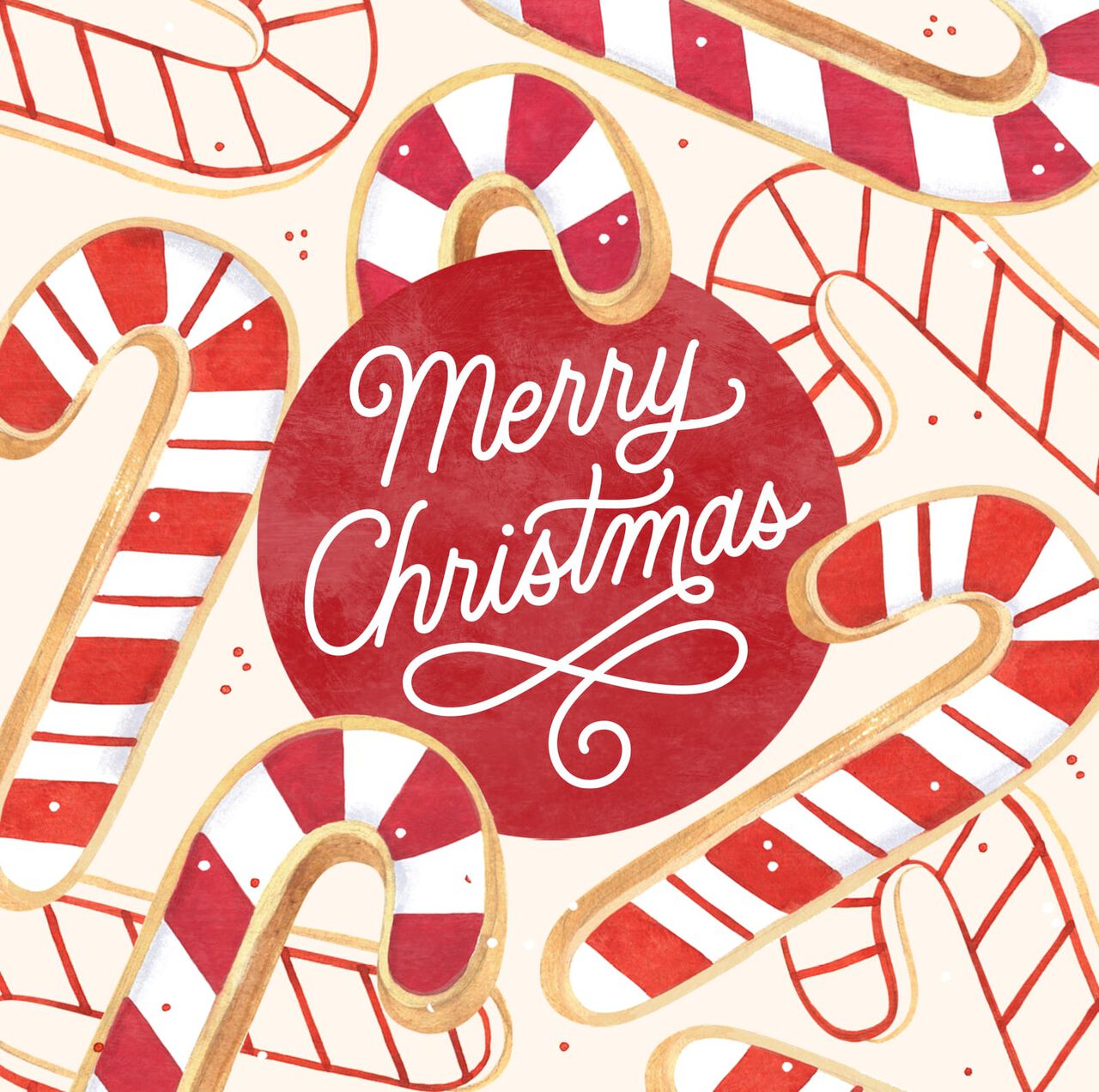 Candy Canes Merry Christmas Card