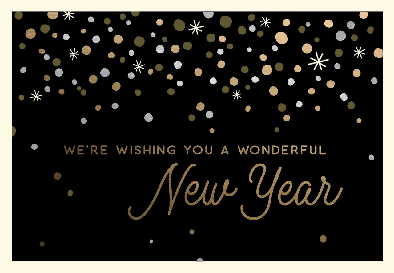 Gold & Glamour From Us Happy New Year Card