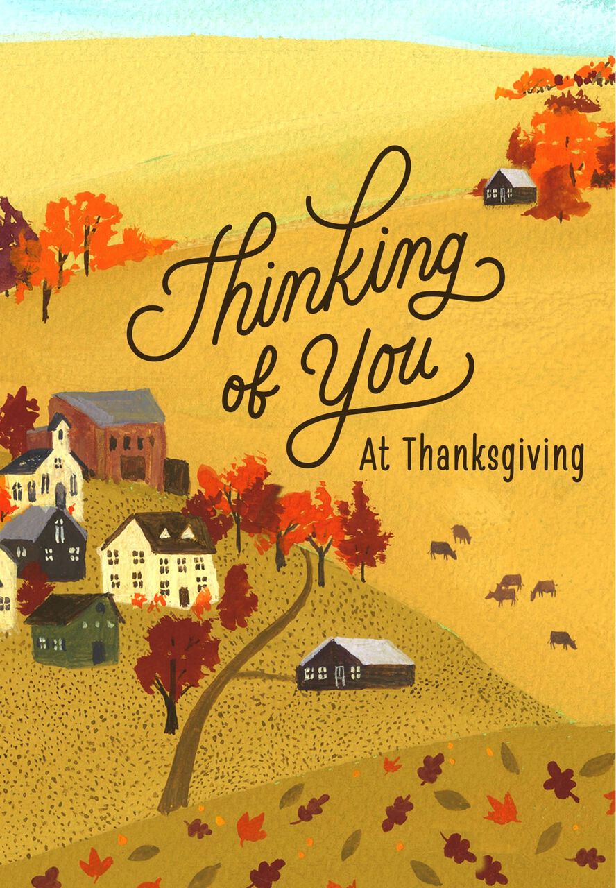 Country Village Happy Thanksgiving Cards