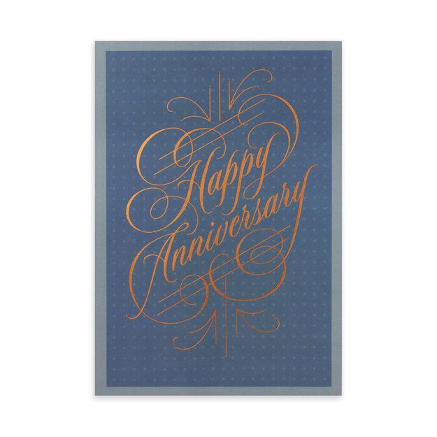 Copper Calligraphy Wedding Anniversary Card