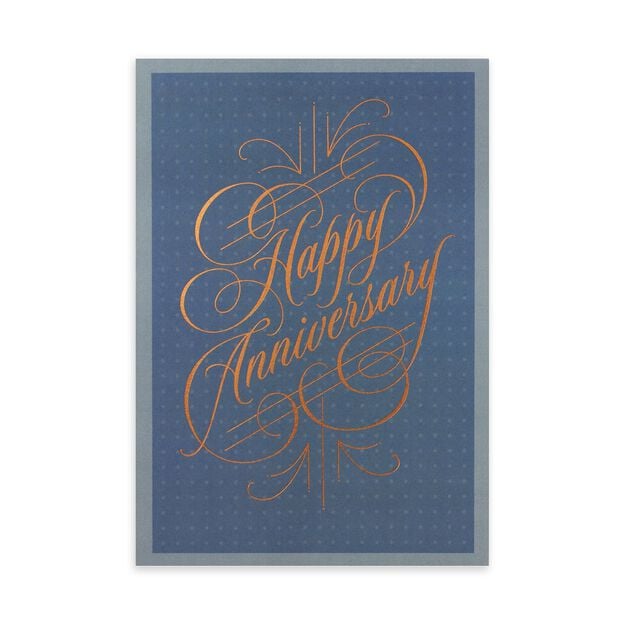 Copper Calligraphy Wedding Anniversary Card