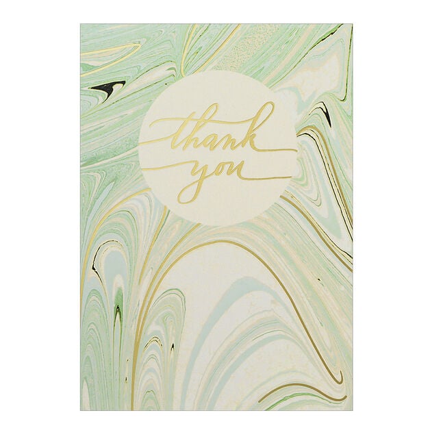 Blue & Gold Marbled Thank You Card