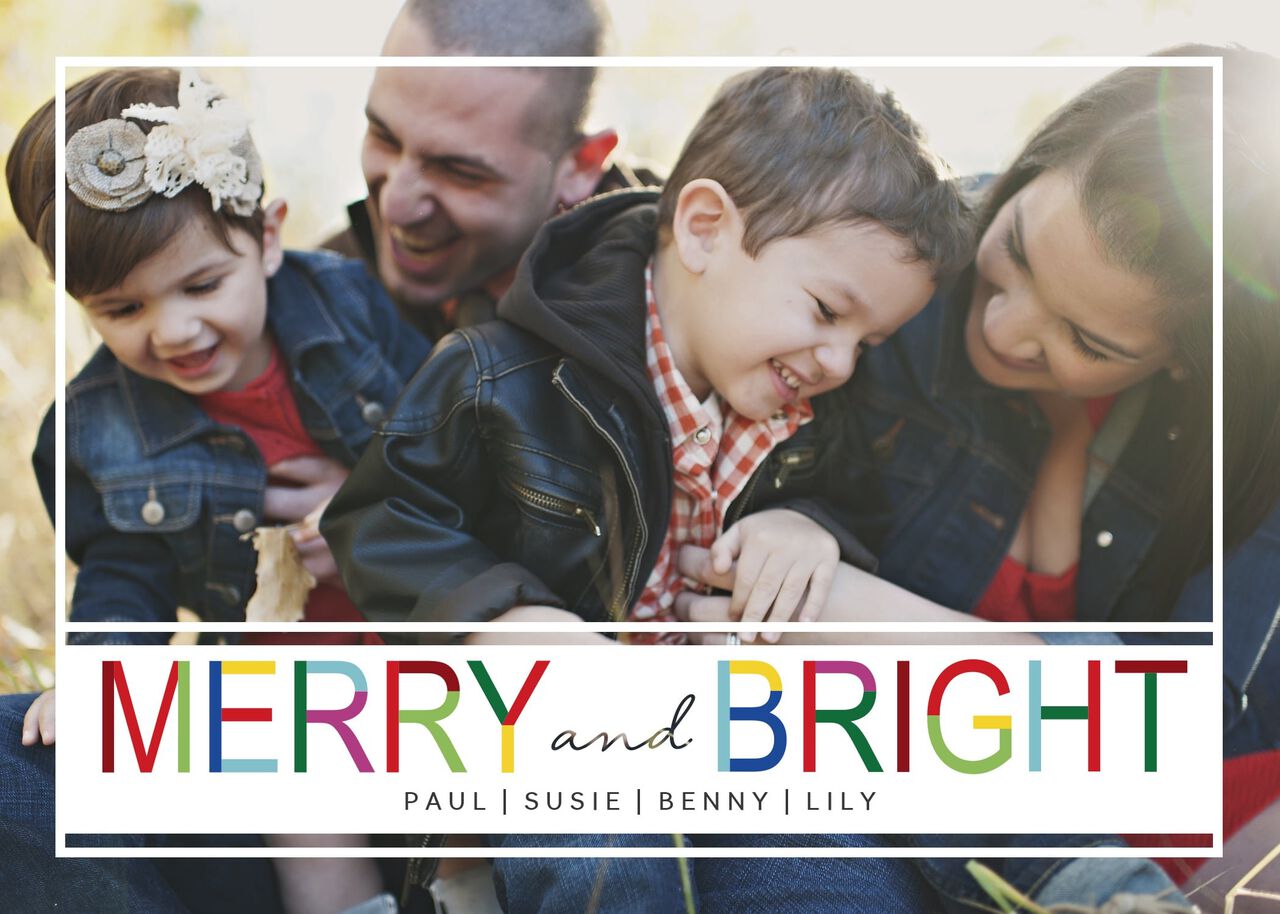Colorful Merry & Bright Holiday Photo Card