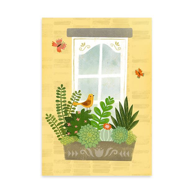 Succulent Garden Window Home Anniversary Card