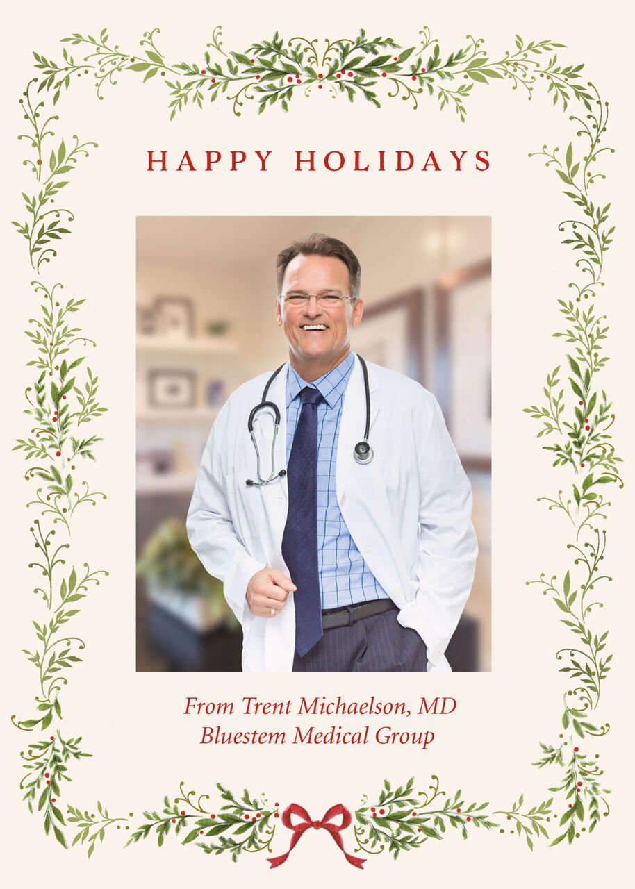 Classic Holly Garland Happy Holidays Photo Card