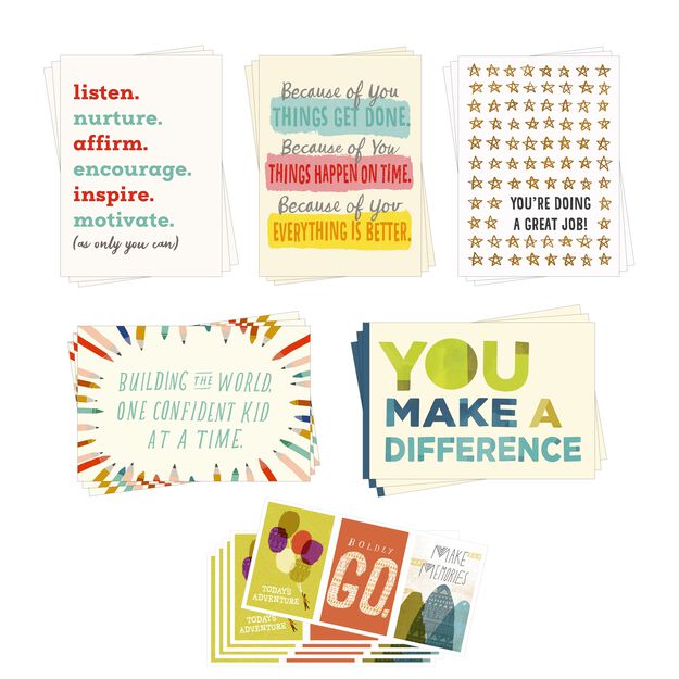 Teacher Appreciation Gift Sets - Affirming Cards & Fridge Magnets (Set of 15)
