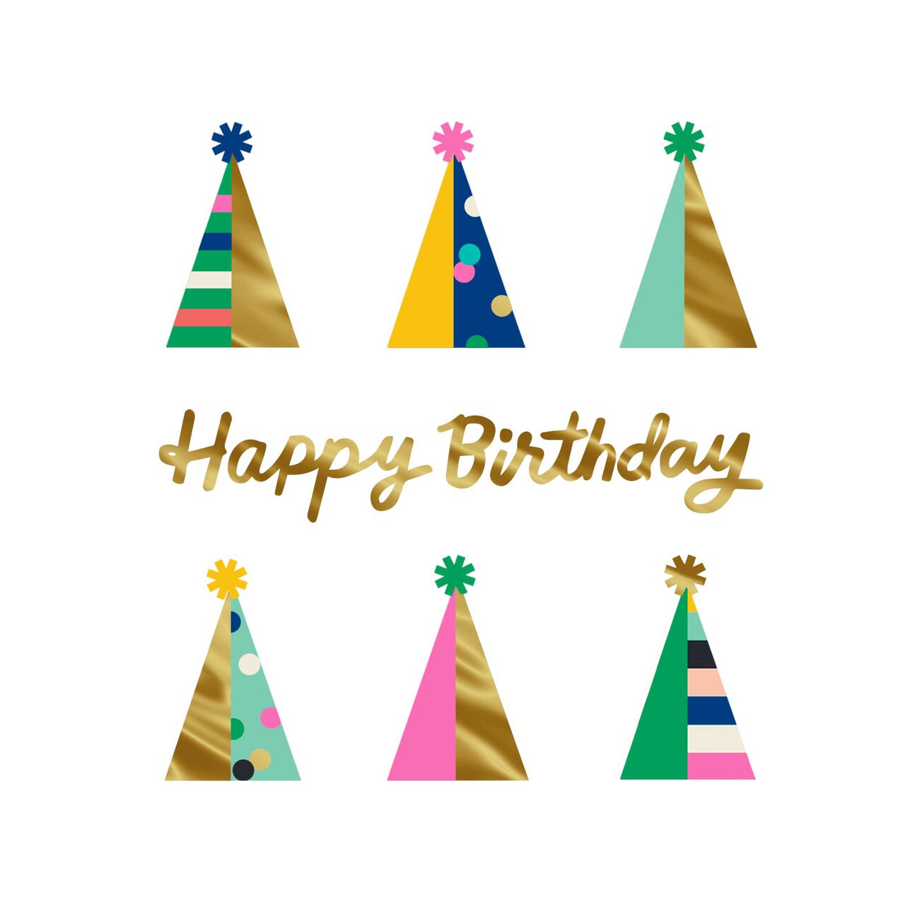 Foil Party Hats Square Birthday Card