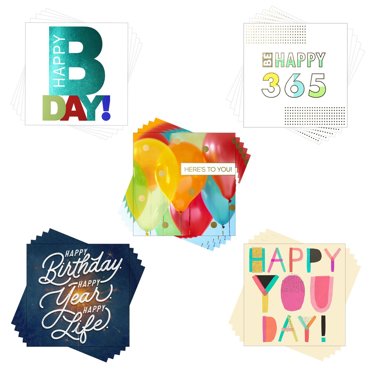Assorted Square Birthday Cards 25 Pack image number 0