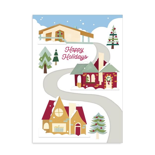 Snowy Scene with Homes Holiday Card