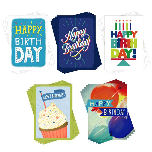 Colorful Collection Assorted Birthday Cards 25 Pack
