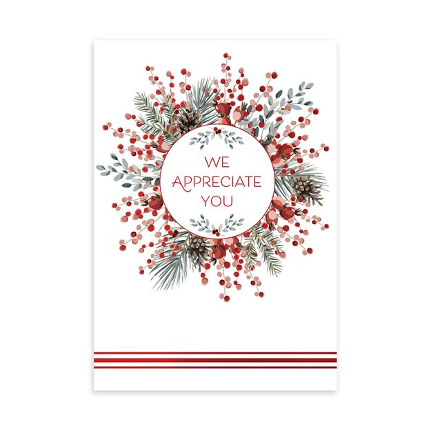 Berry & Evergreen Wreath Holiday Appreciation Card