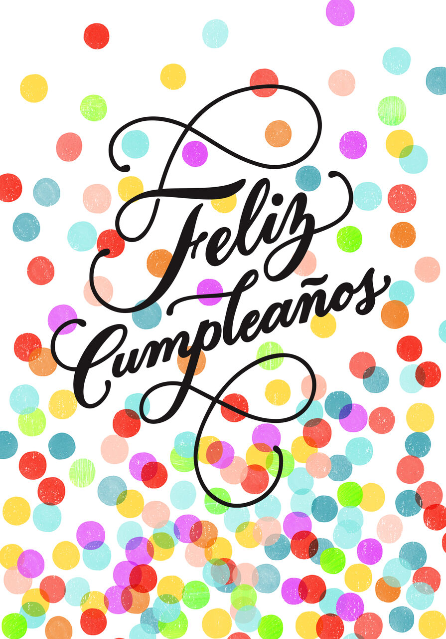 Confetti Celebration Spanish Happy Birthday Card