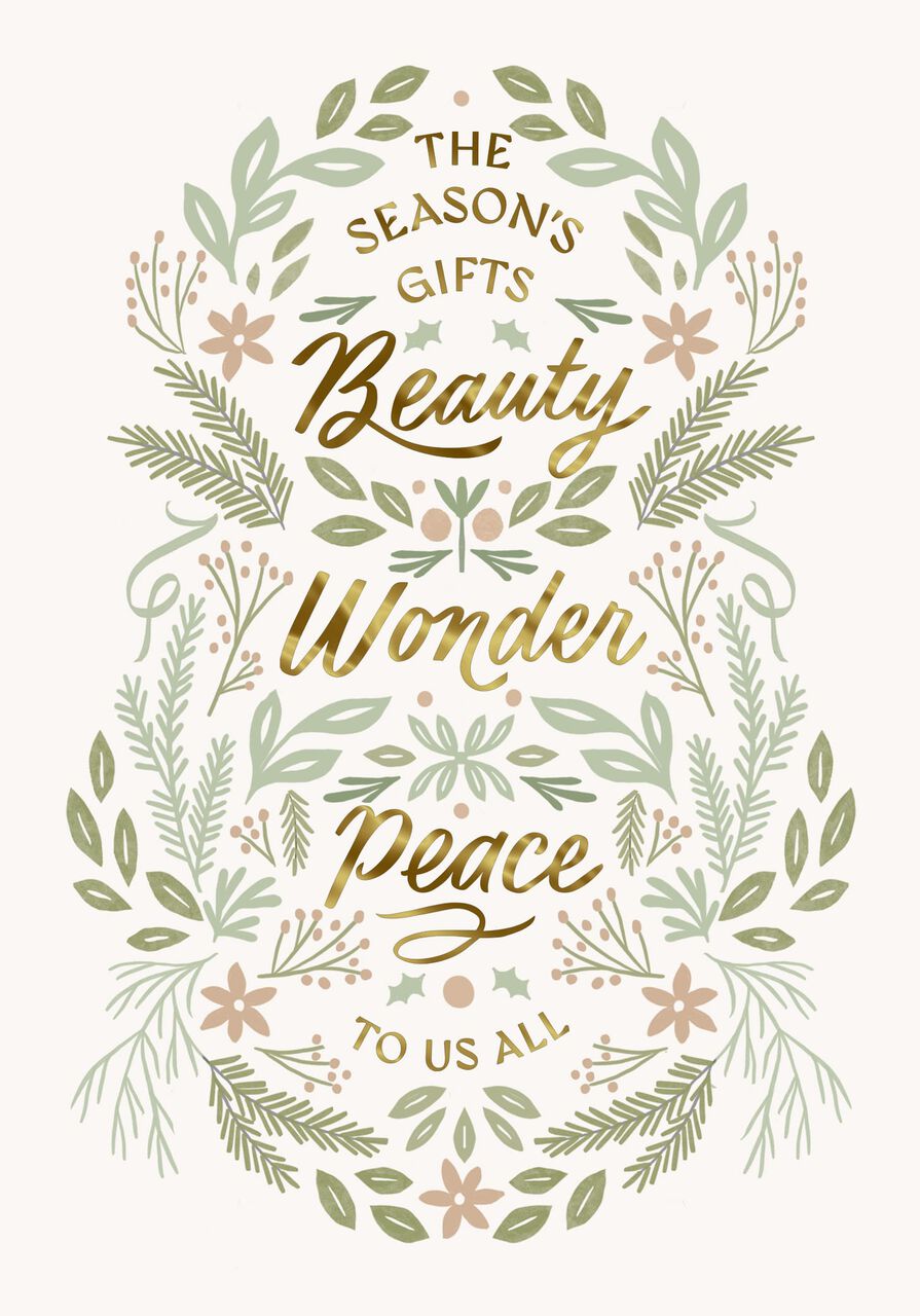 Beauty, Wonder, Peace Botanicals Holiday Card