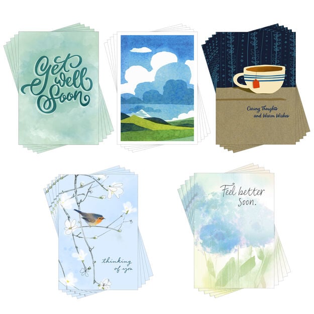Caring Thoughts, Feel Better Assorted Care & Concern Cards 25 Pack