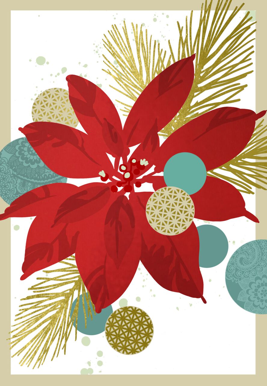 Red Poinsettia Premium Holiday Card