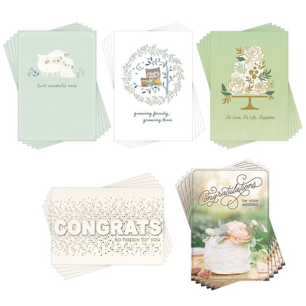 Wedding & Baby Assorted Celebration Cards 25 Pack