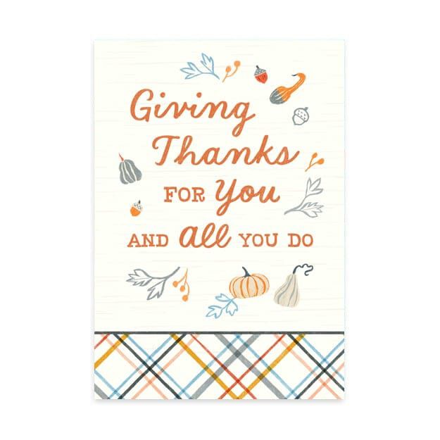 Giving Thanks for You Appreciation Thanksgiving Cards