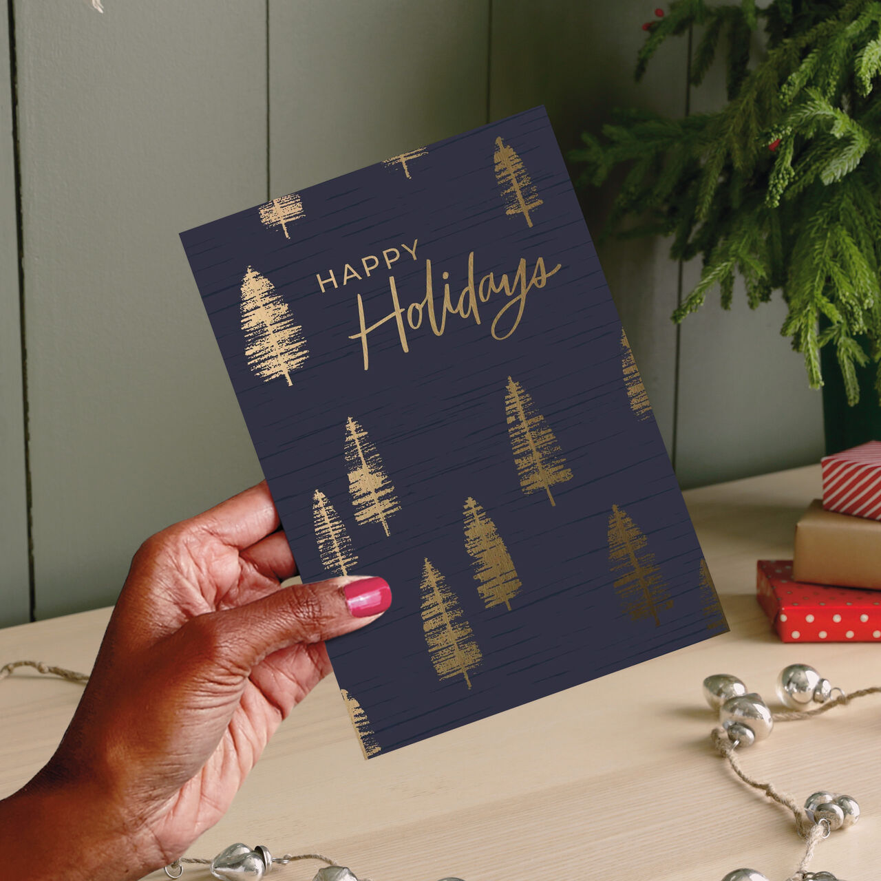 Golden Forest Happy Holidays Card image number 1