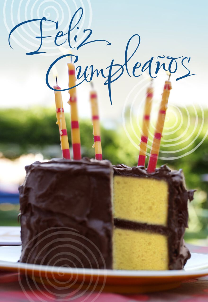 Feliz Cumpleaños & Chocolate Cake Spanish Birthday Card