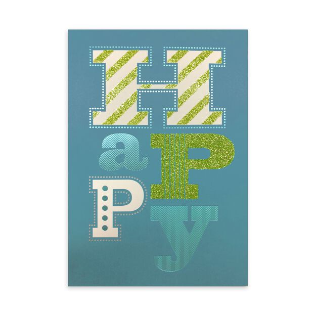 Teal & Green Happy Premium Birthday Card
