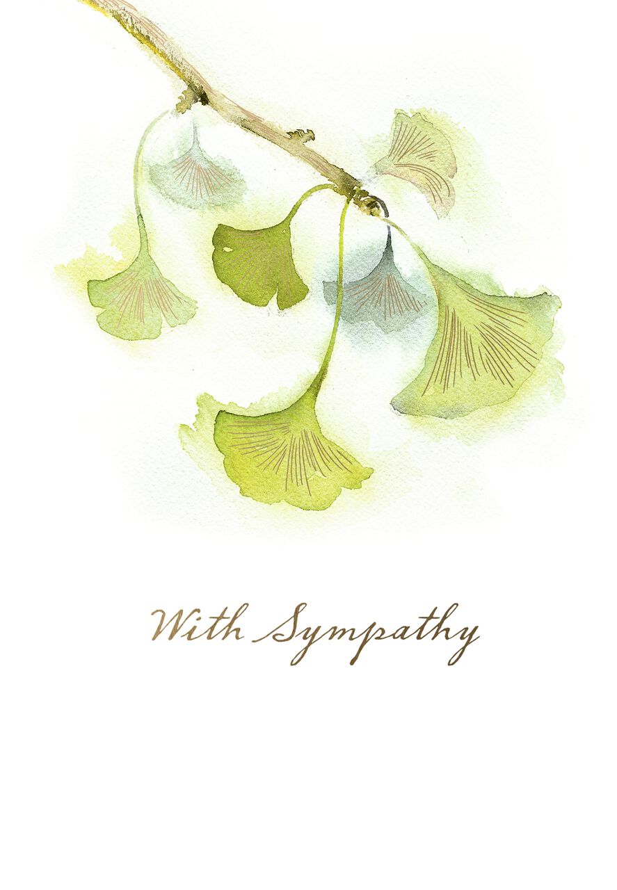 Golden Ginkgo Sympathy Card
