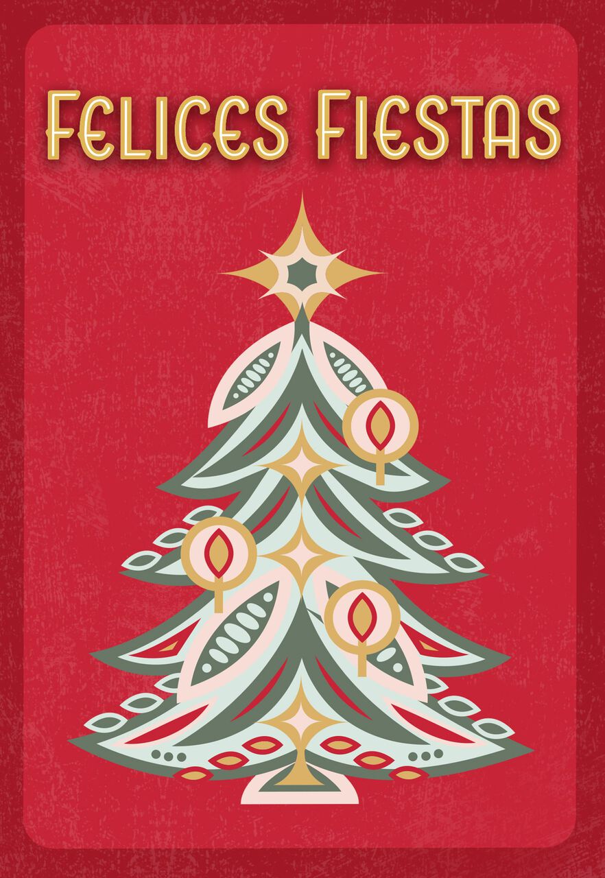 Jeweled Tree Spanish Christmas Card