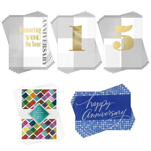 Milestone & General Assorted Work Anniversary Cards 50 Pack