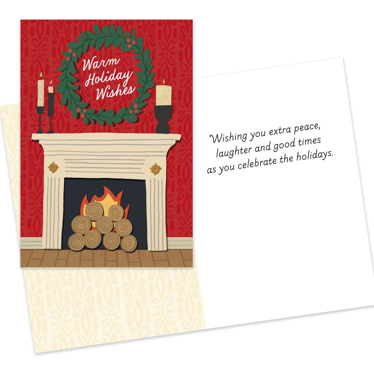 Warm Holiday Wishes Fireplace Assorted Happy Holidays Cards 50 Pack image number 2