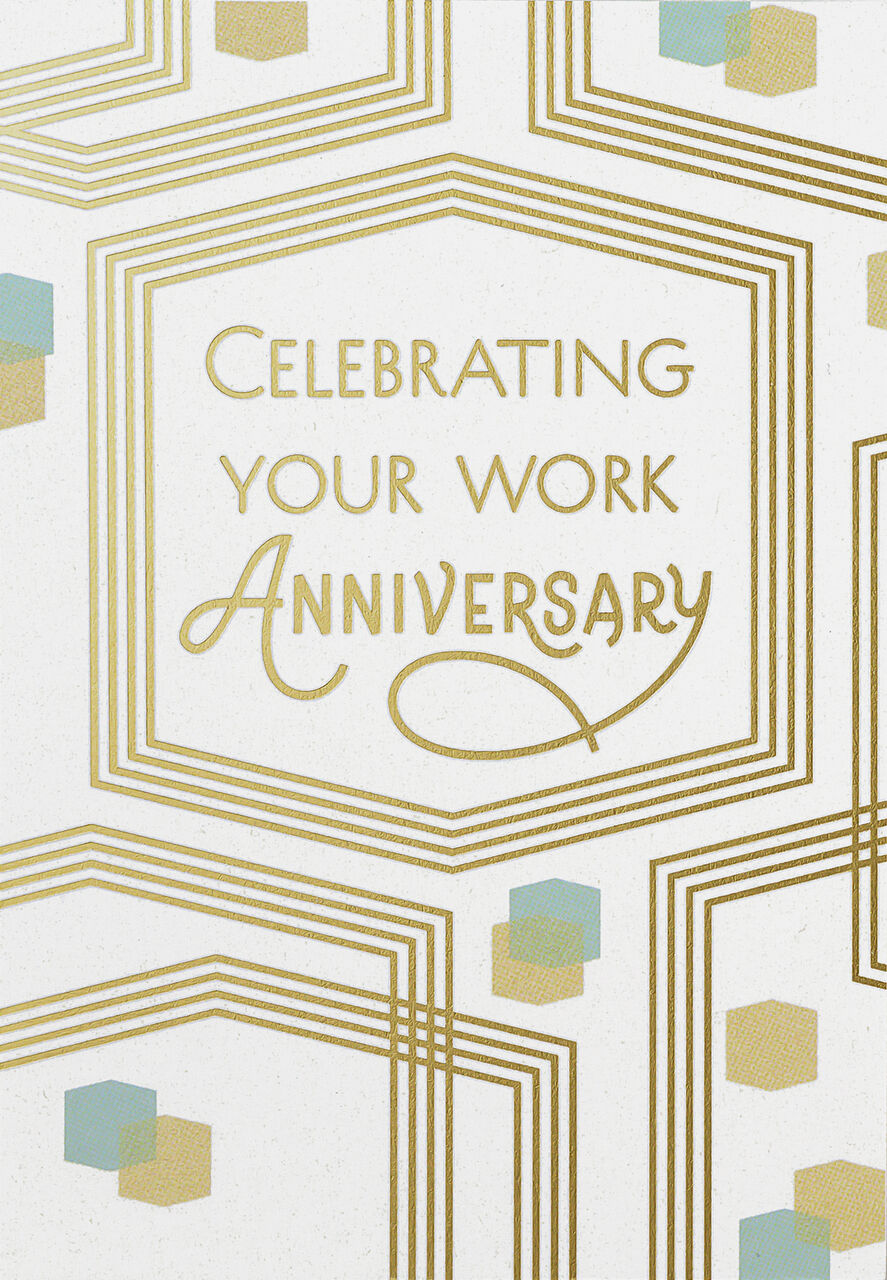 Gold Celebration Work Anniversary Card
