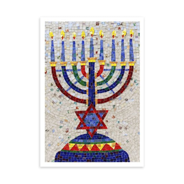 Mosaic Menorah Hanukkah Card