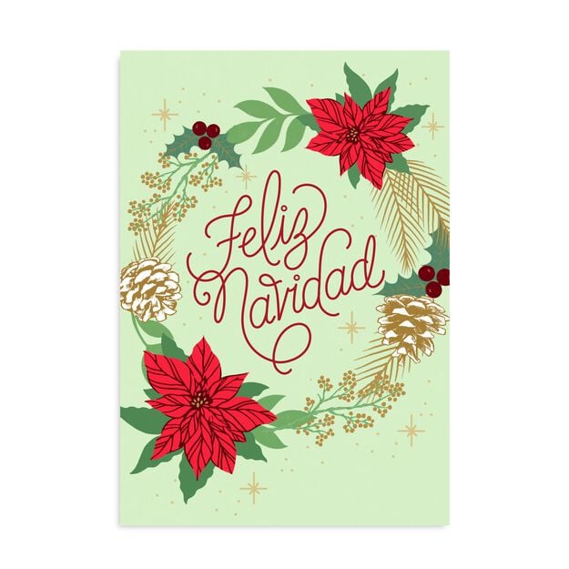 Feliz Navidad Wreath Spanish Christmas Card