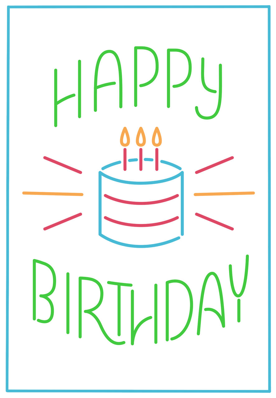 Multicolor Cake & Candles Birthday Card