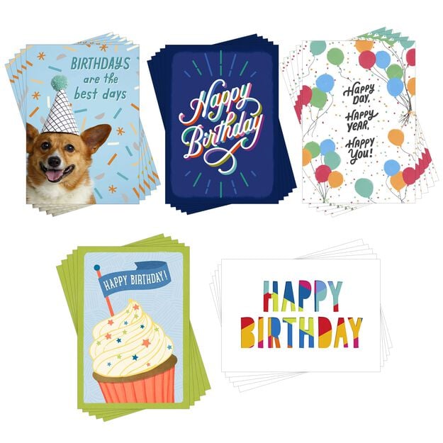 Colorful Collection Assorted Birthday Cards 25 Pack