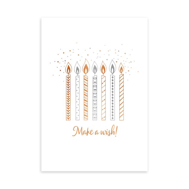 Copper & Silver Candles Birthday Card