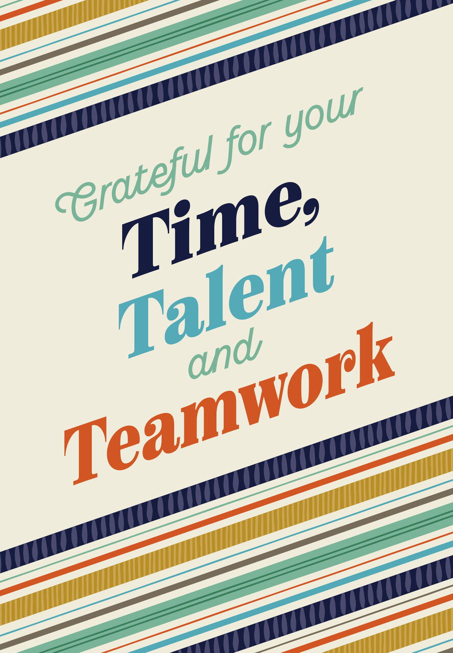 Time Talent Teamwork Employee Appreciation Card
