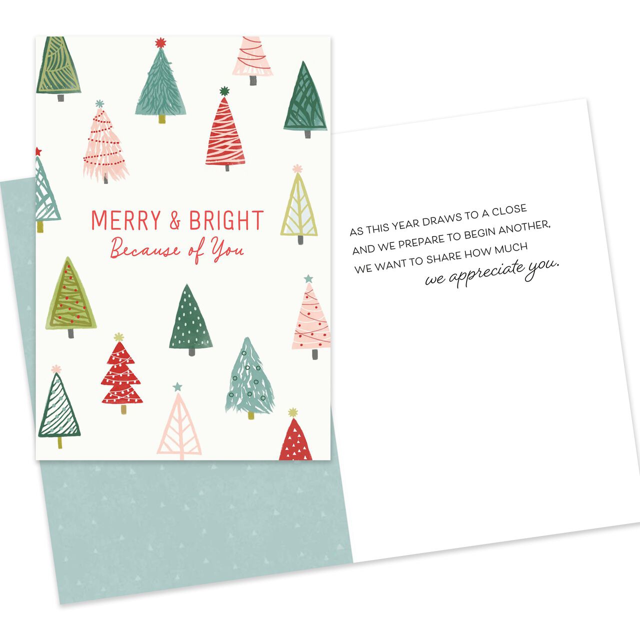 Merry & Bright Colorful Trees Assorted Christmas Cards 100 Pack image number 2