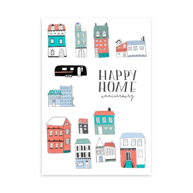 Town Illustration Home Anniversary Card