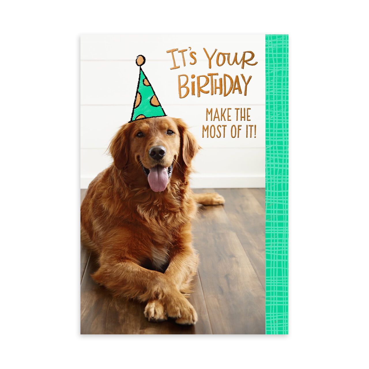 Yellow Dog in Party Hat Birthday Card image number 0