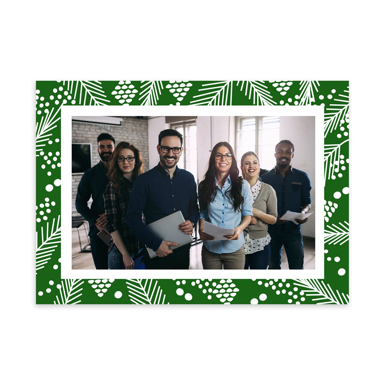 Pine Pattern Holiday Photo Card image number 0